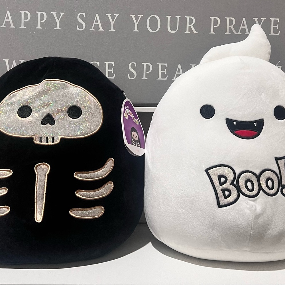 Halloween Squishmallow Set of two 12” Grace the Ghost & Stix the Skeleton